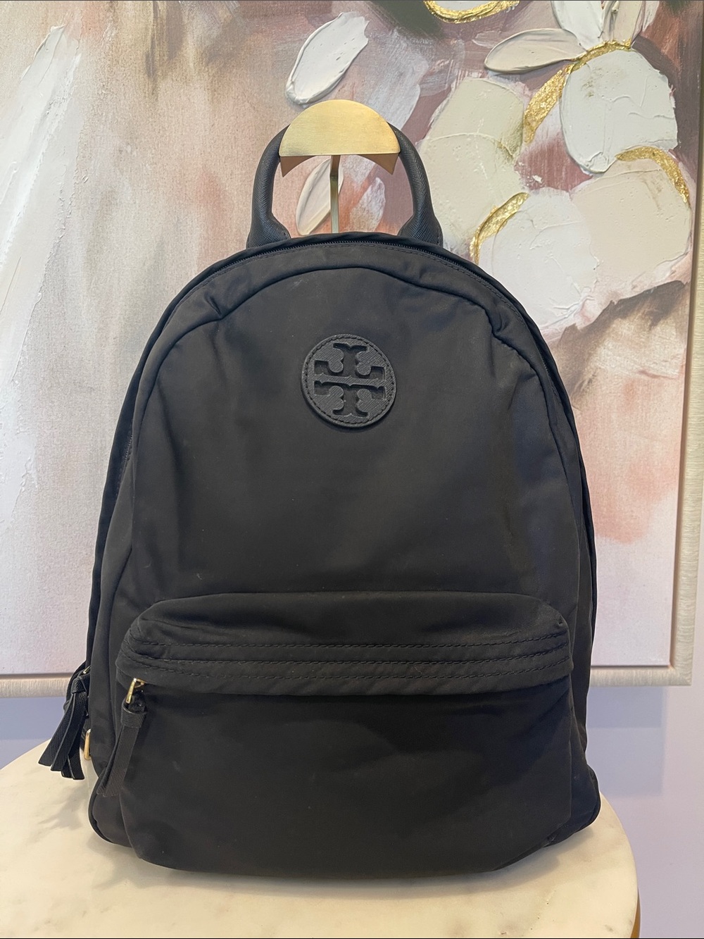 Tory Burch Black Nylon Logo Backpack